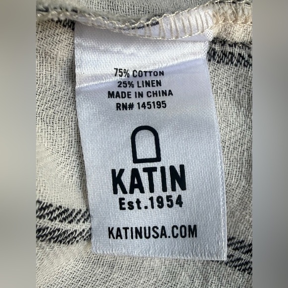 EUC Katin Striped Cotton Linen Button-Up Shirt LG | Coastal Surf SoCal Style 🌴 - Picture 10 of 11